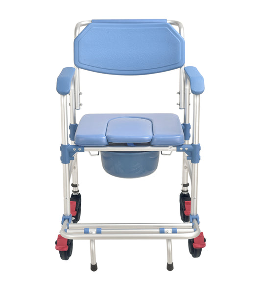 Aluminium Bath & Toilet Chair - Height Adjustable with Wheels