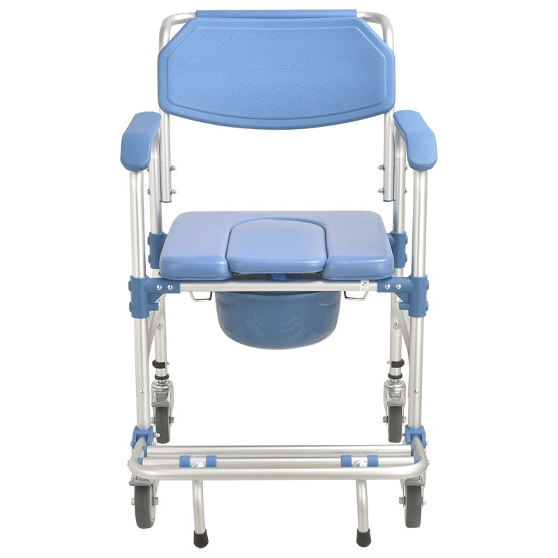 Foldable Commode Transport Chair - Aluminium Frame with Wheels