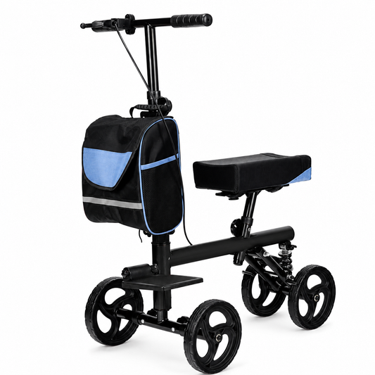 TripleMED Knee Walker Scooter Height Adjustable with Suspension Black