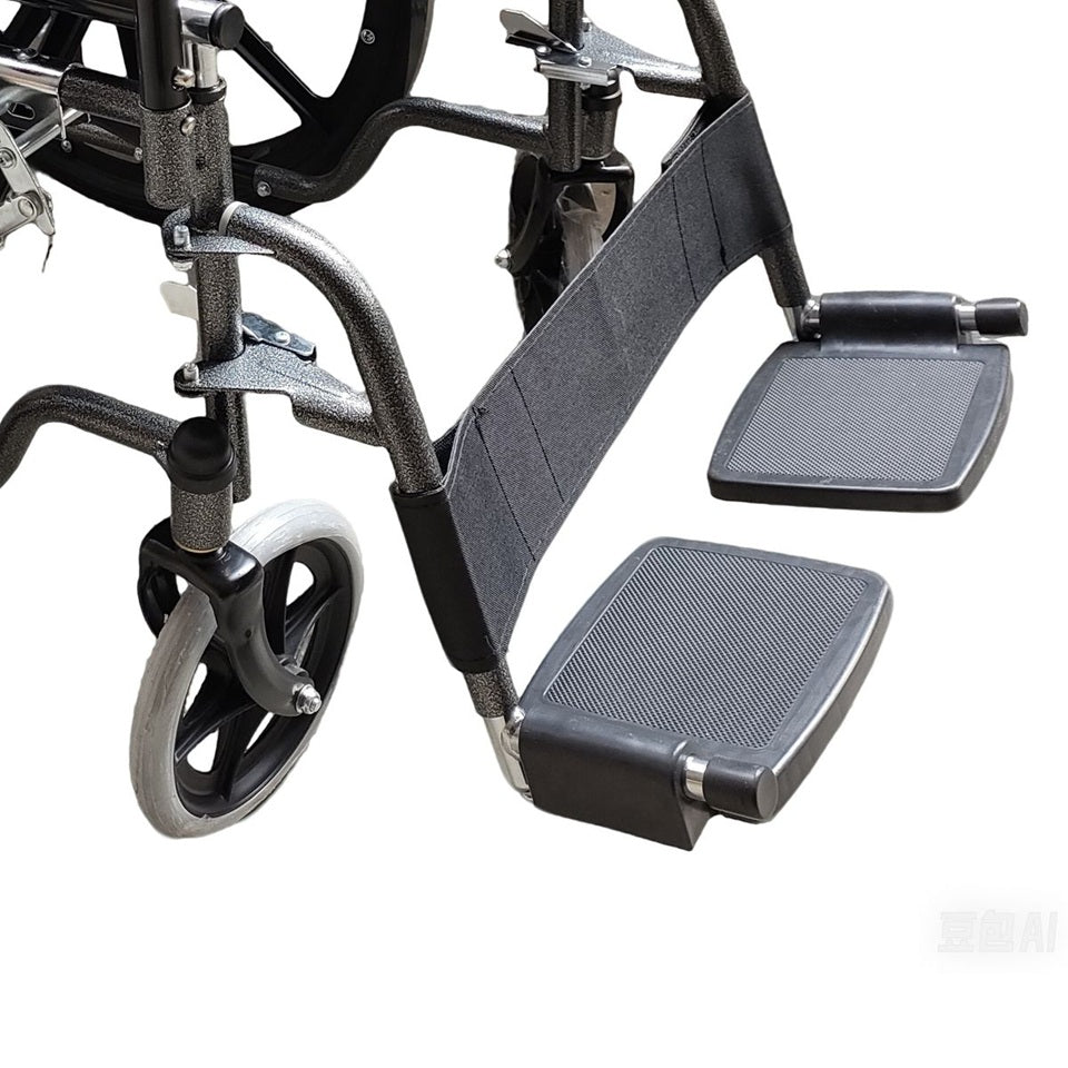 Lightweight Foldable Wheelchair with 18" Seat & Detachable Footrest