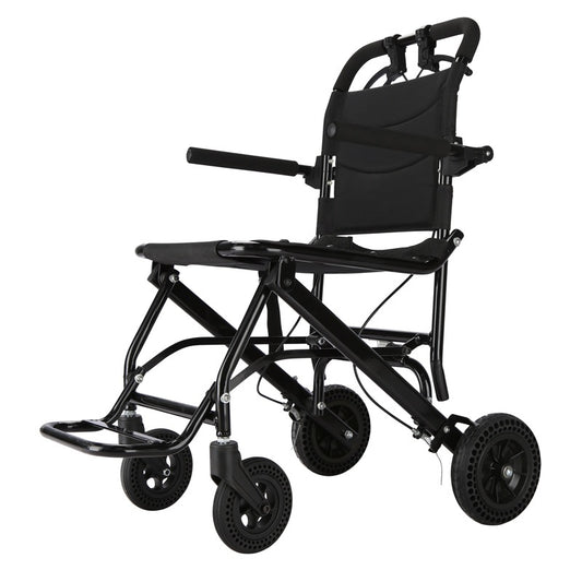 Lightweight Foldable Transport Wheelchair - Compact & Portable Black