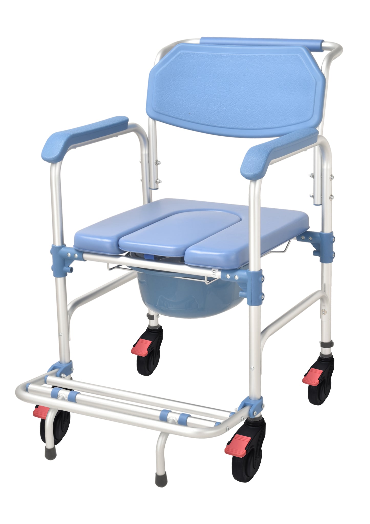 Aluminium Bath & Toilet Chair - Height Adjustable with Wheels