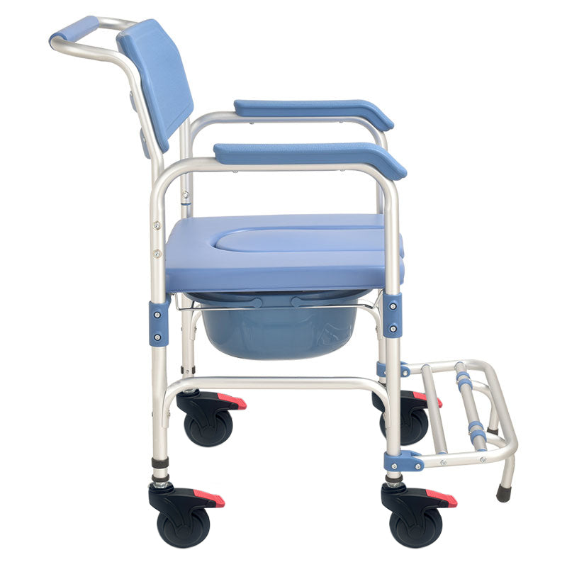 Aluminium Bath & Toilet Chair - Height Adjustable with Wheels