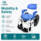 TripleMED Commode Wheelchair with Brakes and Footrests Blue