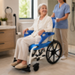 TripleMED Commode Wheelchair with Brakes and Footrests Blue
