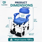 TripleMED Commode Transport Chair with Brakes & Footrests Blue