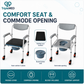 TripleMED Foldable Commode Chair with Wheels and Removable Bucket - Grey