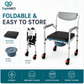 TripleMED Foldable Commode Chair with Wheels and Removable Bucket - Grey