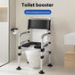 Adjustable Bedside Commode Chair Stainless Frame Grey Seat Pan Navy/Silver