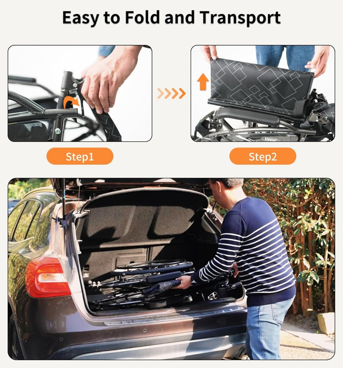 Foldable Transport Wheelchair - Lightweight Black Mobility Chair