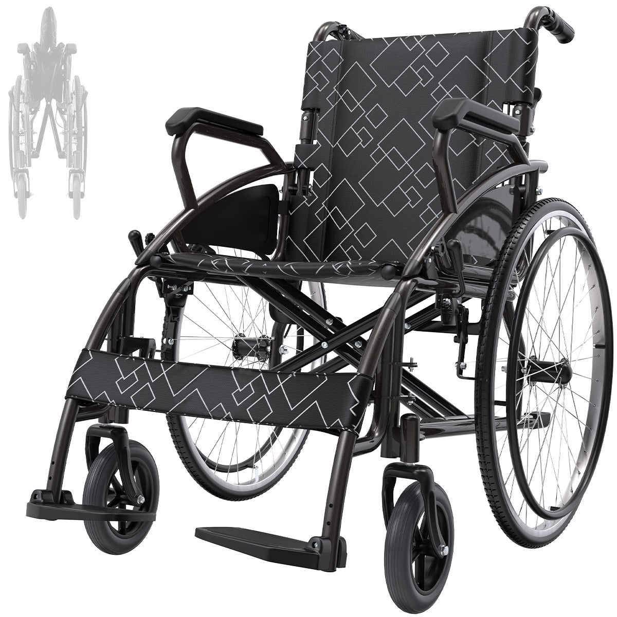 Foldable Transport Wheelchair - Lightweight Black Mobility Chair