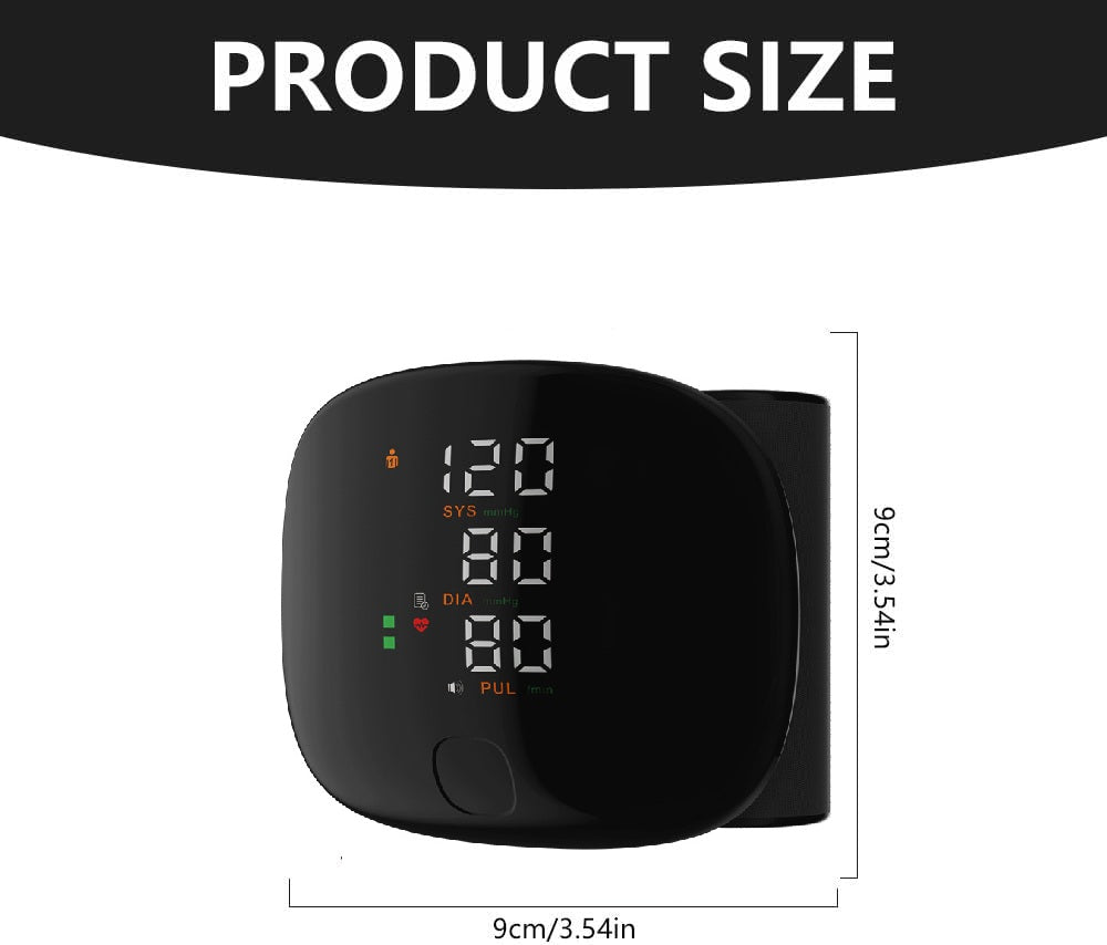 Wrist Blood Pressure Monitor - Digital Oscillometric BP & Pulse Tracker
