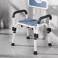 Height Adjustable Shower Chair Aluminium Frame Armrests Backrest White Blue