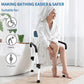 Height Adjustable Shower Chair Aluminium Frame Armrests Backrest White Blue