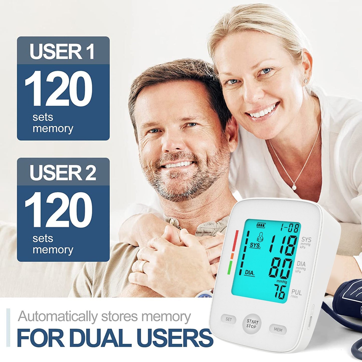 Smart Digital Upper Arm Blood Pressure Monitor - Automatic & Memory