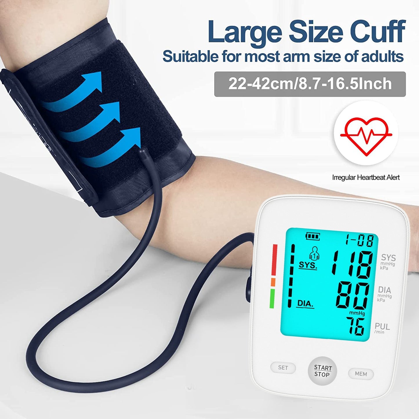 Smart Digital Upper Arm Blood Pressure Monitor - Automatic & Memory