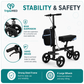 TripleMED Knee Walker Scooter Height Adjustable with Suspension Black