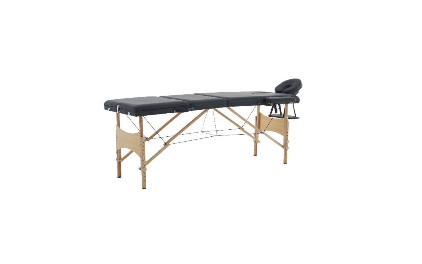 Portable Extra Width Folding Massage Table Bed - 3 Section Black