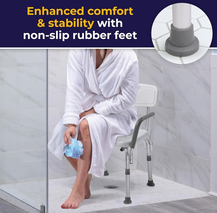 45 cm Non-Slip Elderly Bath Chair with White Finish - 150 kg Capacity