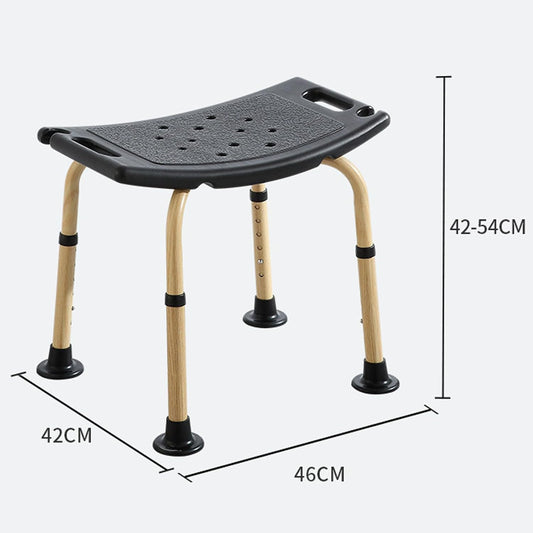 Adjustable Shower Stool - Wood-Finish Aluminium Frame & Anti-Slip Feet