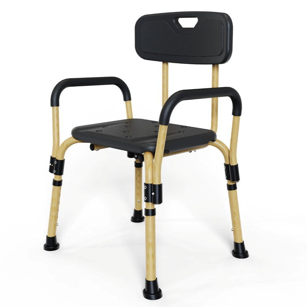 45 cm Non-Slip Elderly Bath Chair with Wood-Grain Finish - 150 kg Capacity