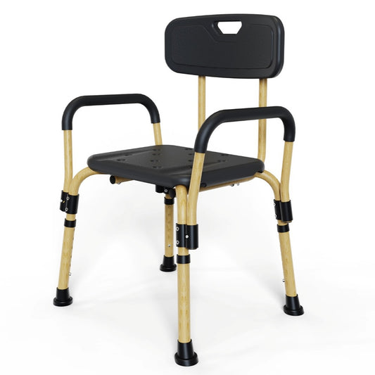 45 cm Non-Slip Elderly Bath Chair with Wood-Grain Finish - 150 kg Capacity