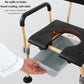 Aluminium Commode & Shower Chair - Adjustable with Wooden Finish
