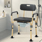 Aluminium Commode & Shower Chair - Adjustable with Wooden Finish