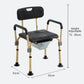 Aluminium Commode & Shower Chair - Adjustable with Wooden Finish