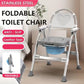 Adjustable Bedside Commode Chair - Liftable Armrests & Grey Cushion