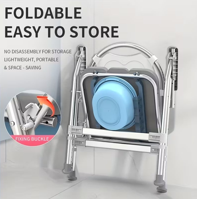 Adjustable Bedside Commode Chair - Liftable Armrests & Grey Cushion