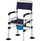 Adjustable Bedside Commode Chair Stainless Frame Grey Seat Pan Navy/Silver