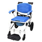 Foldable Commode Shower Chair - Aluminium Frame with Wheels White Blue