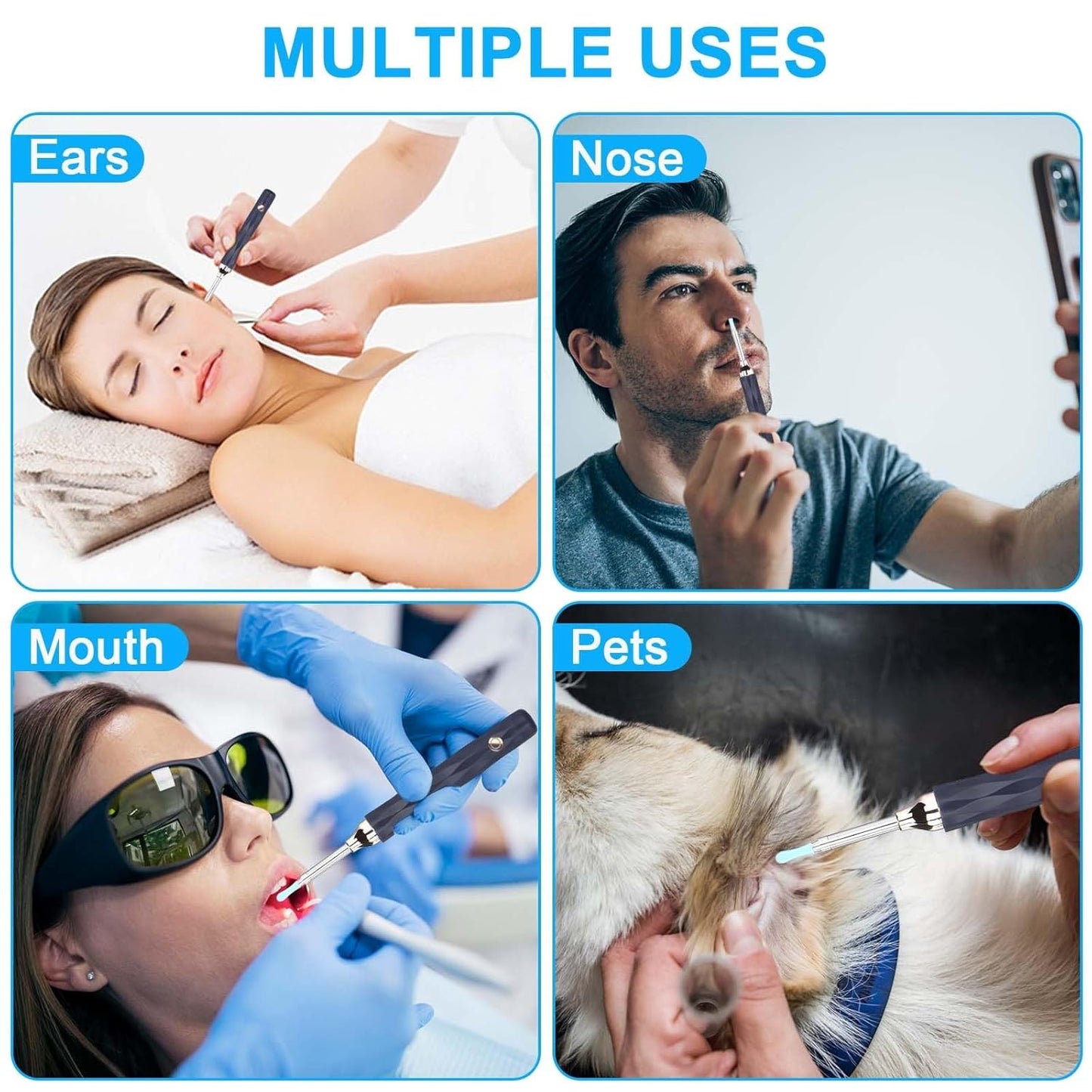 Electric Ear Pick Tool Safe Earwax Removal with LED & Suction Black