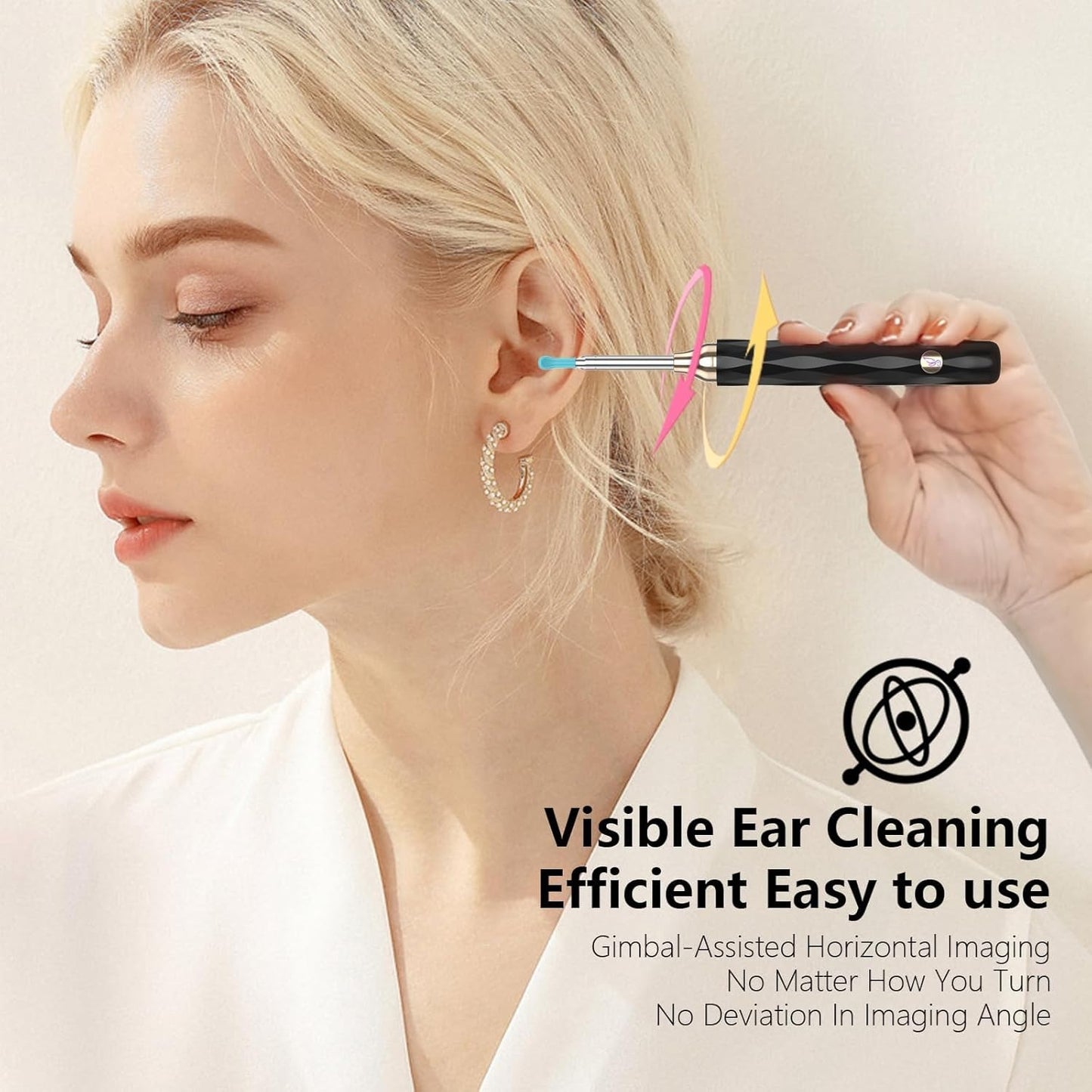 Electric Ear Pick Tool Safe Earwax Removal with LED & Suction Black