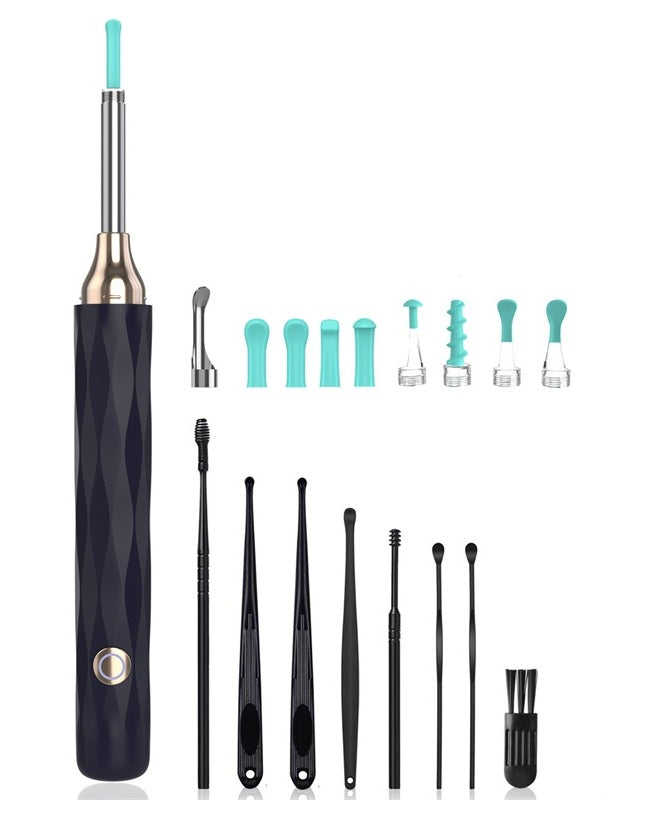 Electric Ear Pick Tool Safe Earwax Removal with LED & Suction Black