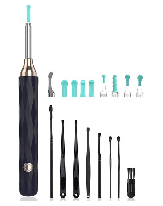 Electric Ear Pick Tool Safe Earwax Removal with LED & Suction Black
