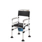 Adjustable Bedside Commode Chair Stainless Frame Grey Seat Pan Black/Silver