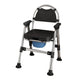 Adjustable Bedside Commode Chair - Plastic Armrests & Backrest In Black