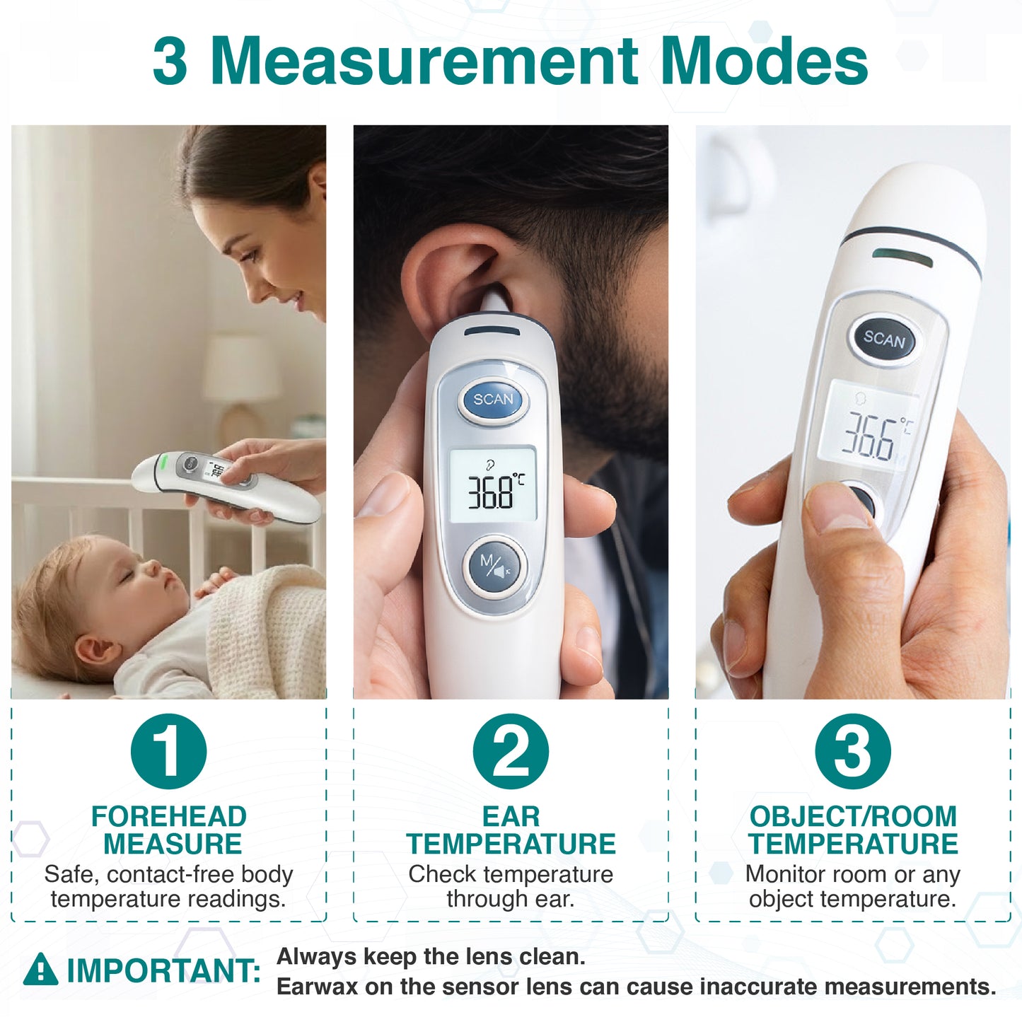 TripleMED Forehead & Ear Infrared Thermometer Non-Contact Temperature Check