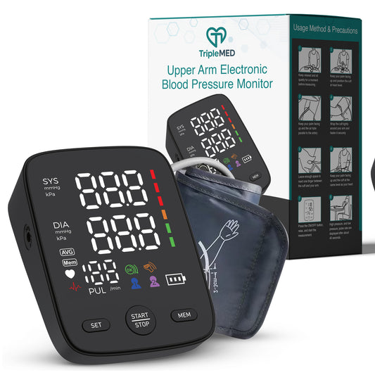 TripleMED Upper Arm Blood Pressure Monitor with LED Display Black