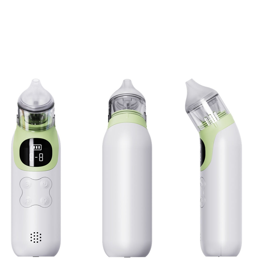 Adjustable Silicone Baby Nasal Aspirator Rechargeable Battery White Green