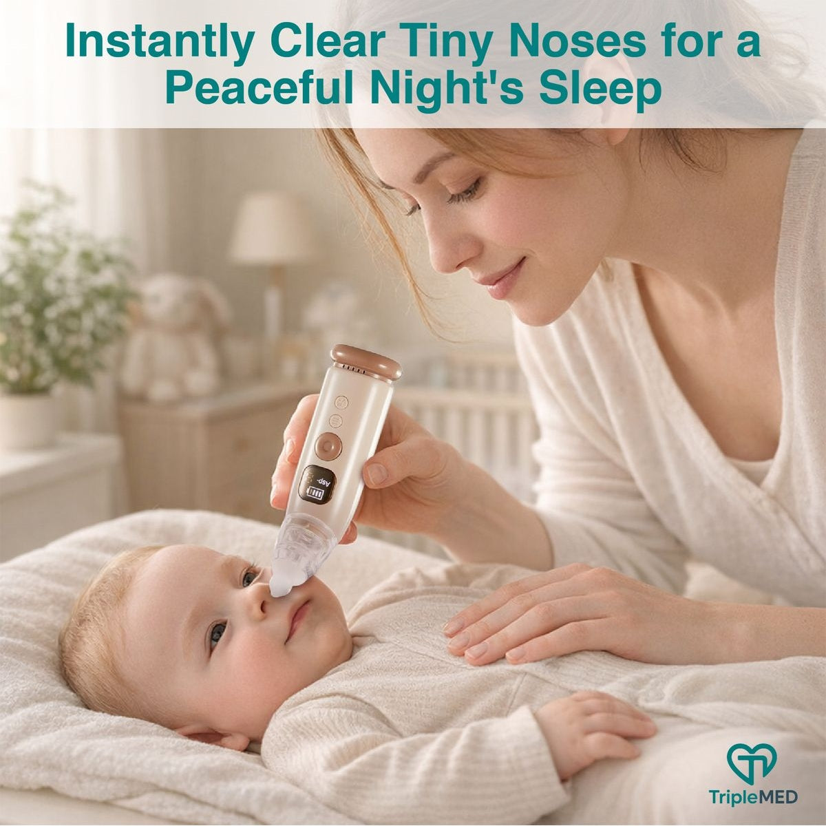 TripleMED Baby Nasal Aspirator Electric Suction Nose Cleaner Brown