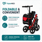 TripleMED Knee Walker Scooter Height Adjustable with Suspension Red
