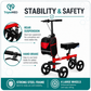 TripleMED Knee Walker Scooter Height Adjustable with Suspension Red