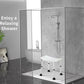 Adjustable Shower Stool - White & Grey Aluminium Frame, Anti-Slip Feet