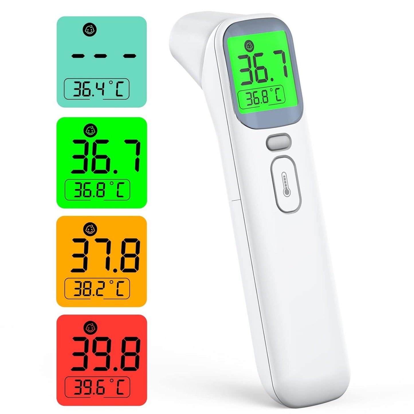 Dual-Mode Infrared Thermometer - No-Touch Forehead & Ear - White