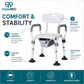 TripleMED Adjustable Bedside Commode Chair with Bucket & Armrests