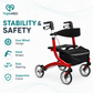 TripleMED Adjustable Aluminium Rollator Walker with Seat - Red