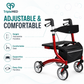 TripleMED Adjustable Aluminium Rollator Walker with Seat - Red